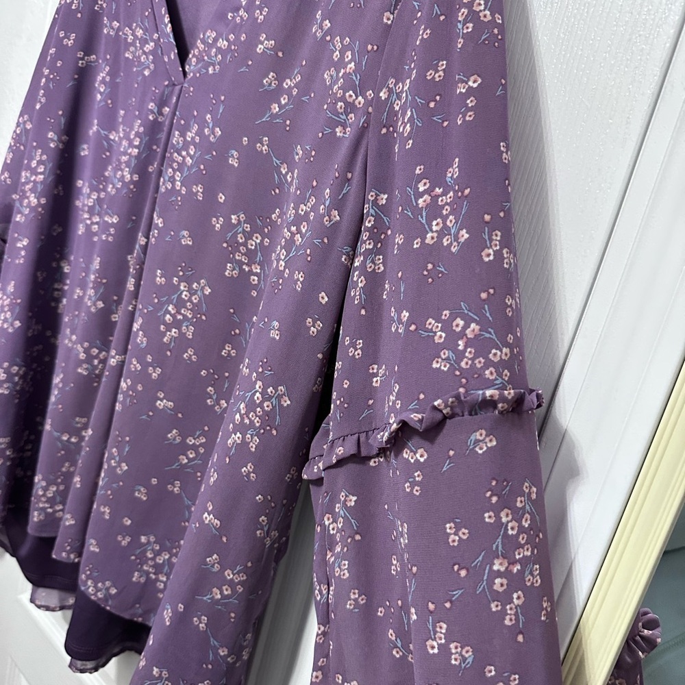 Bobeau Lavender Floral Blouse - Picture 3 of 4